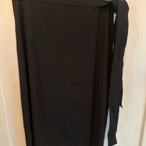Women's Black Midi Skirt with Side Tie